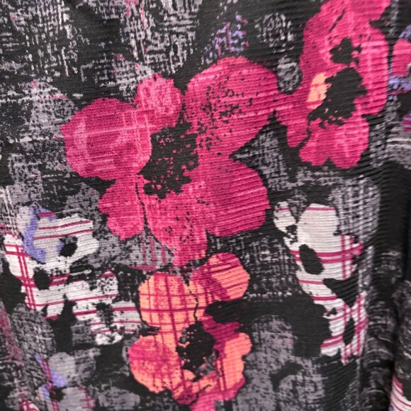 Axcess by Liz Claiborne Floral Abstract Print Short Sleeve Top Size Large EUC - Picture 4 of 11